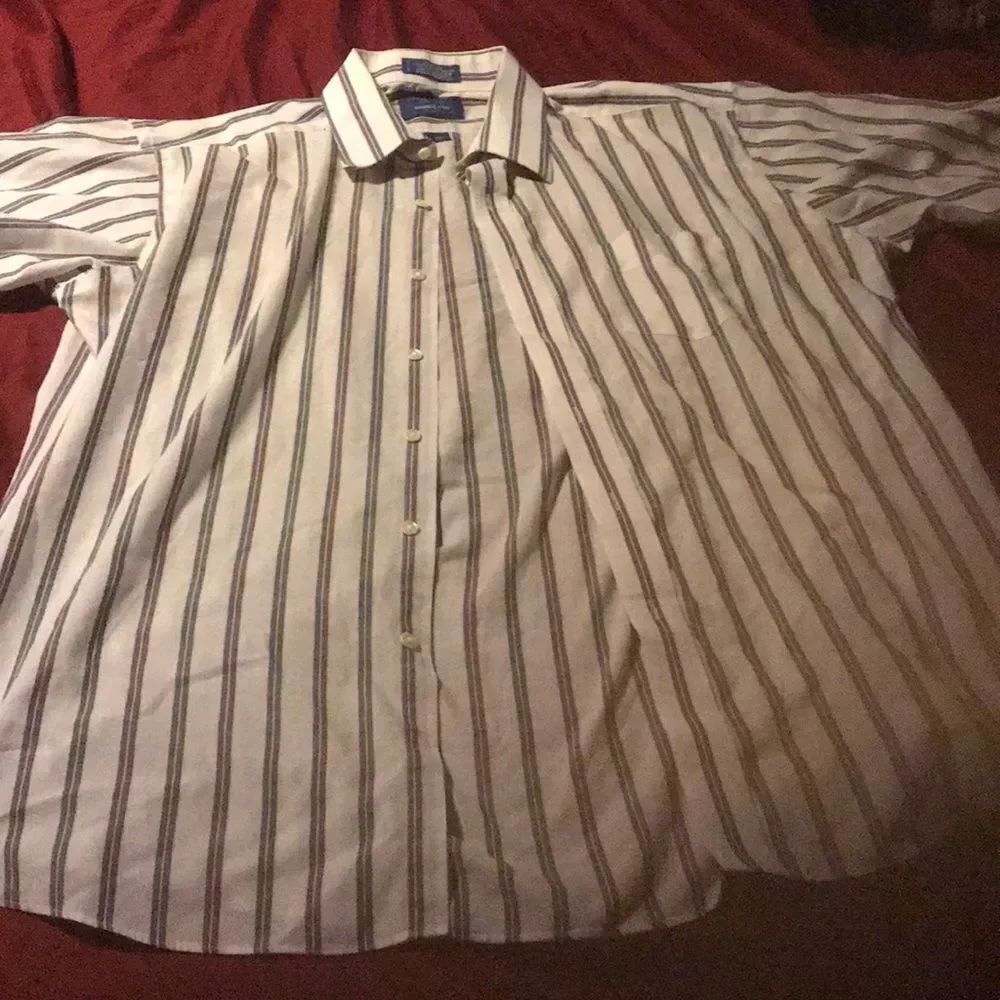 TownCraft Striped Wrinkle Free Button Down Shirt
